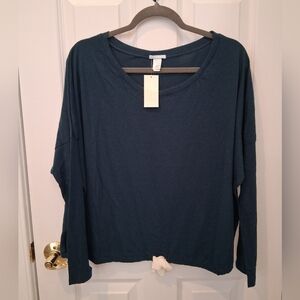 Eberjey Deep Blue Long Sleeve Slouchy Top
